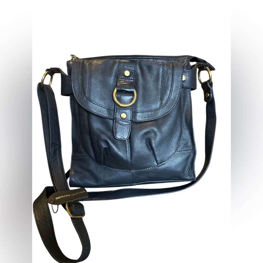Great American Leatherworks Genuine Leather Black Crossbody Bag